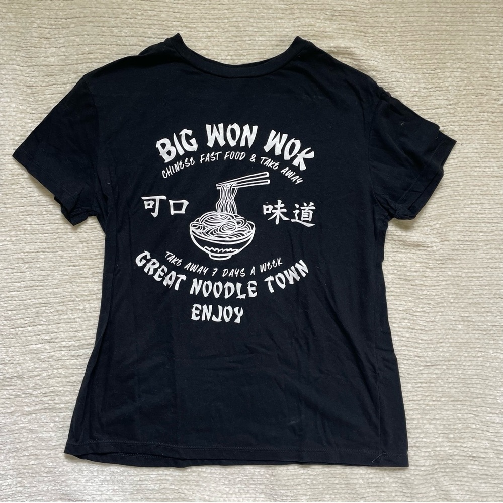 Black Graphic T-Shirt with White Print